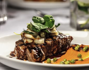 Seared Steak Topped With Spinach Served at Skilled Nursing Facility Seared Steak Topped With Spinach Served at Skilled Nursing Facility